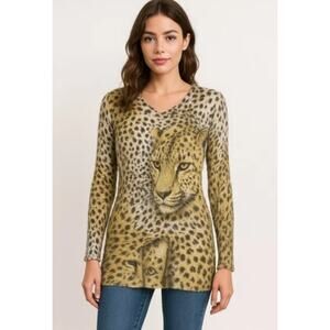 Y2K Animal Print Leopard Bodycon Dress Long Sleeve DENIMAXX S